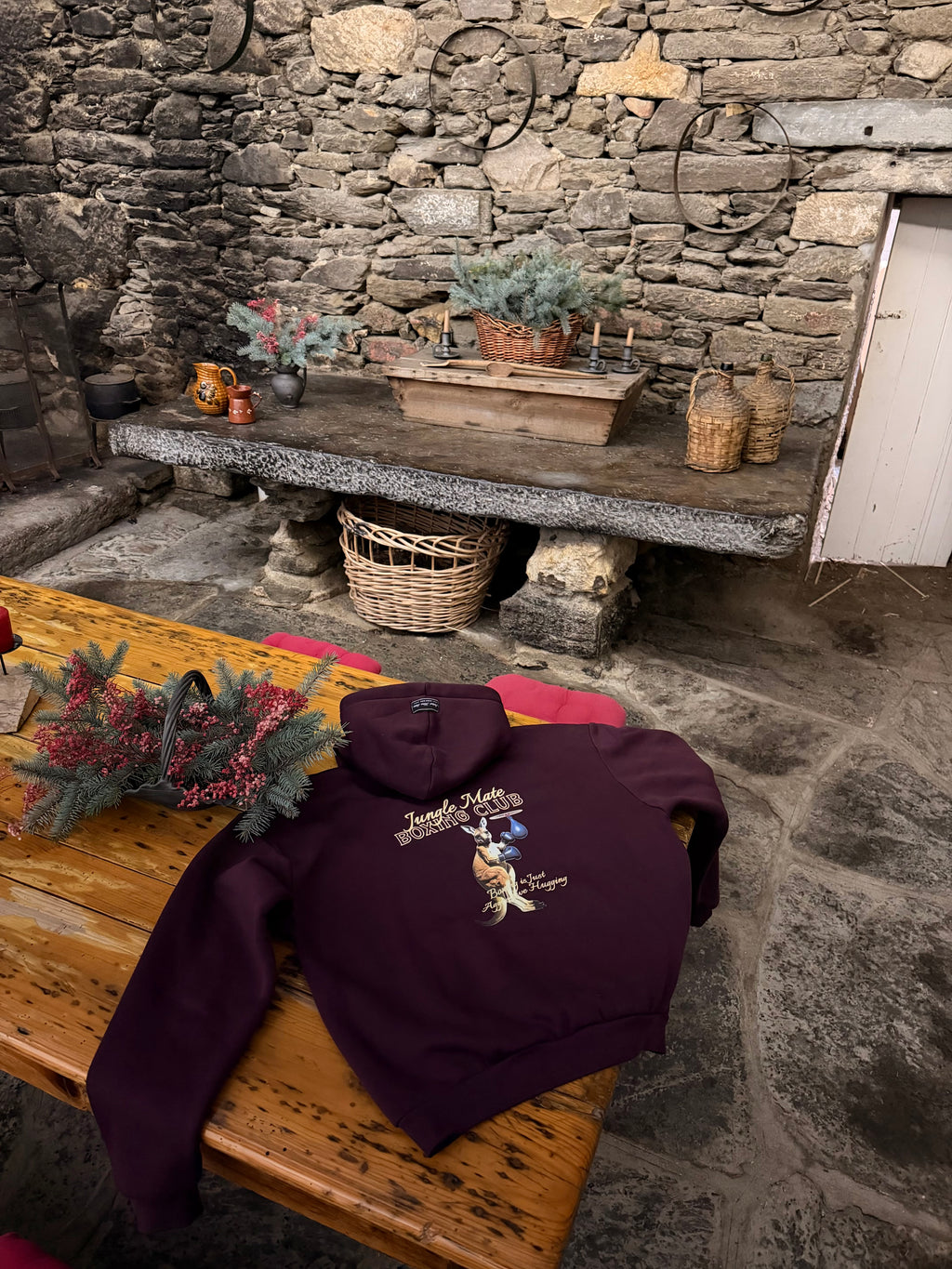 KANGAROO HOODIE WINE