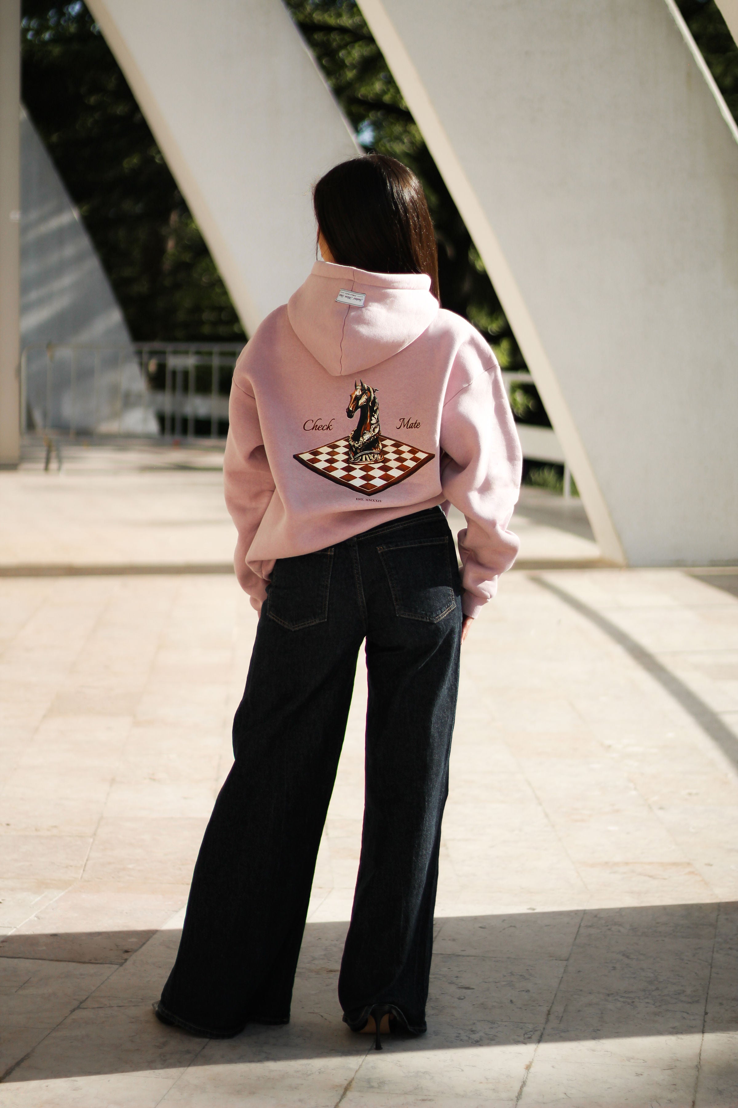 HORSE HOODIE PASTEL PINK